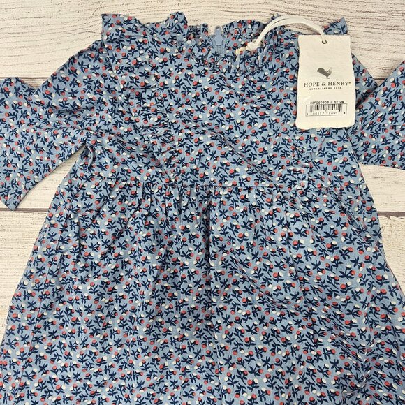 NWT Hope & Henry Ruffle Trim Dress Organic‎ Cotton Girls SIze 6-12 months - Picture 5 of 12